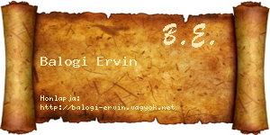 Balogi Ervin névjegykártya