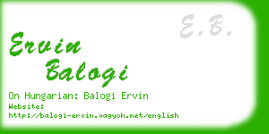 ervin balogi business card